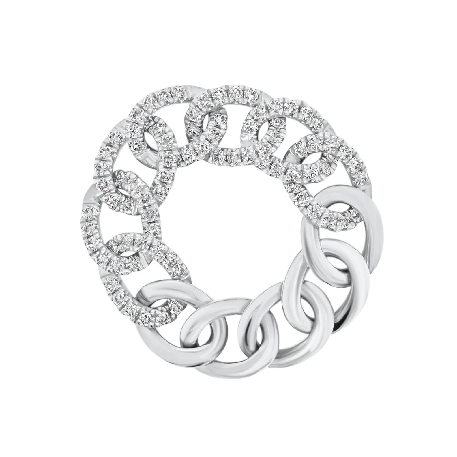 Diamond & Gold Curb Flexible Chain Ring