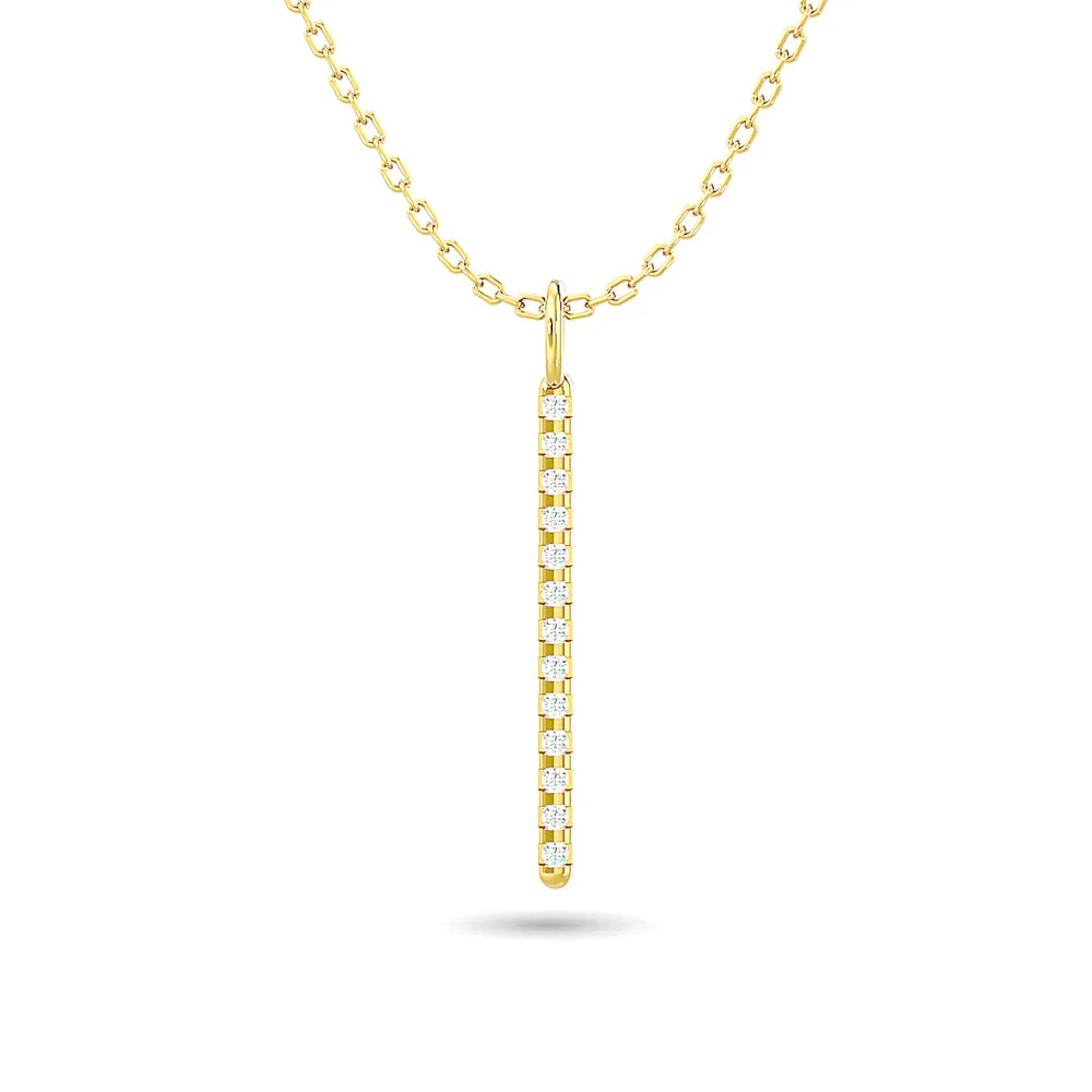 Diamond Bar Pendant 1/8 ct tw in 10K White Gold
