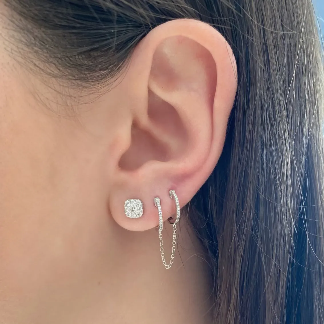 Diamond Double-Piercing Huggie Earring