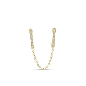 Diamond Double-Piercing Huggie Earring