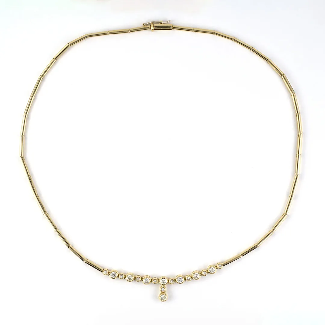 Diamond Drop Center Bar Link Necklace