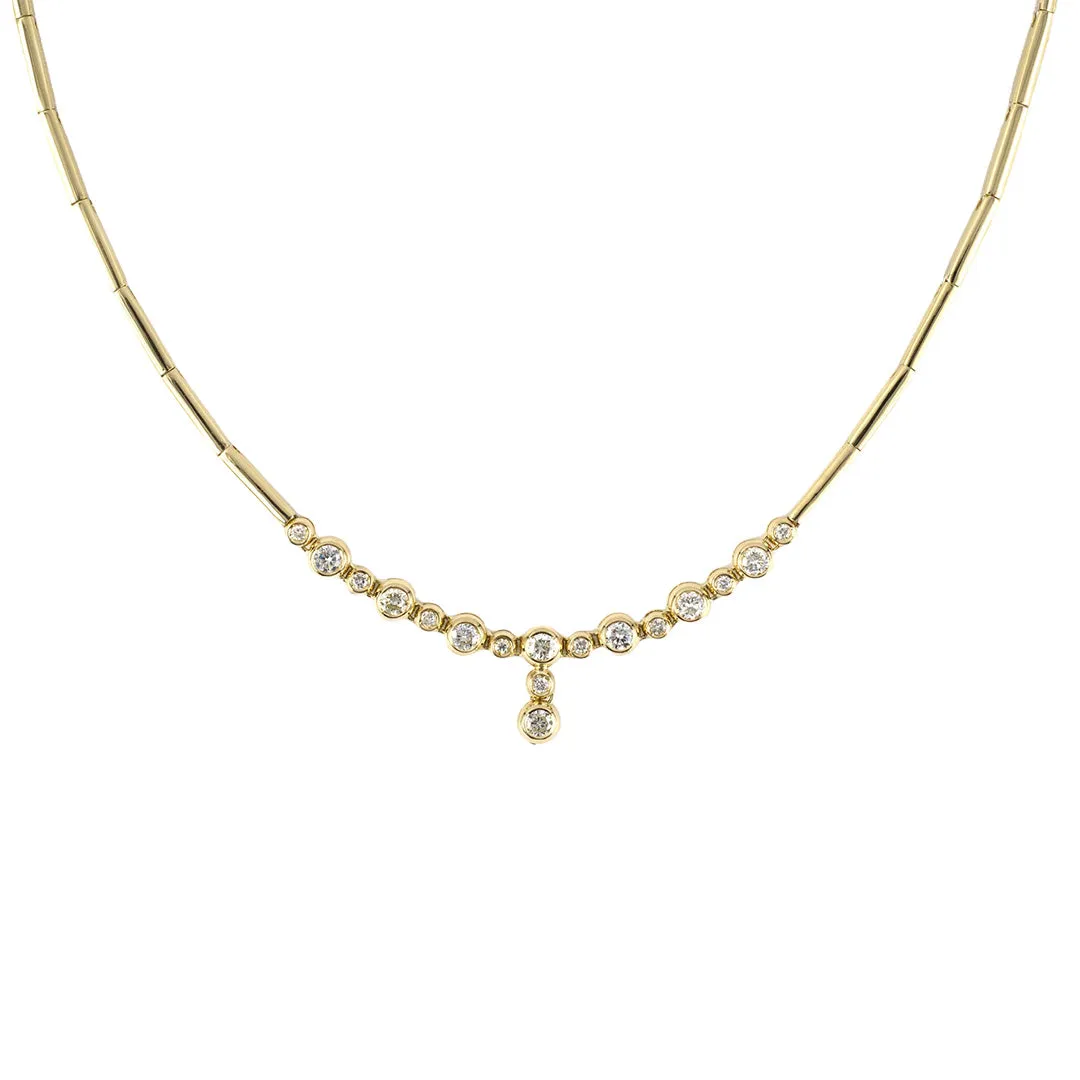 Diamond Drop Center Bar Link Necklace