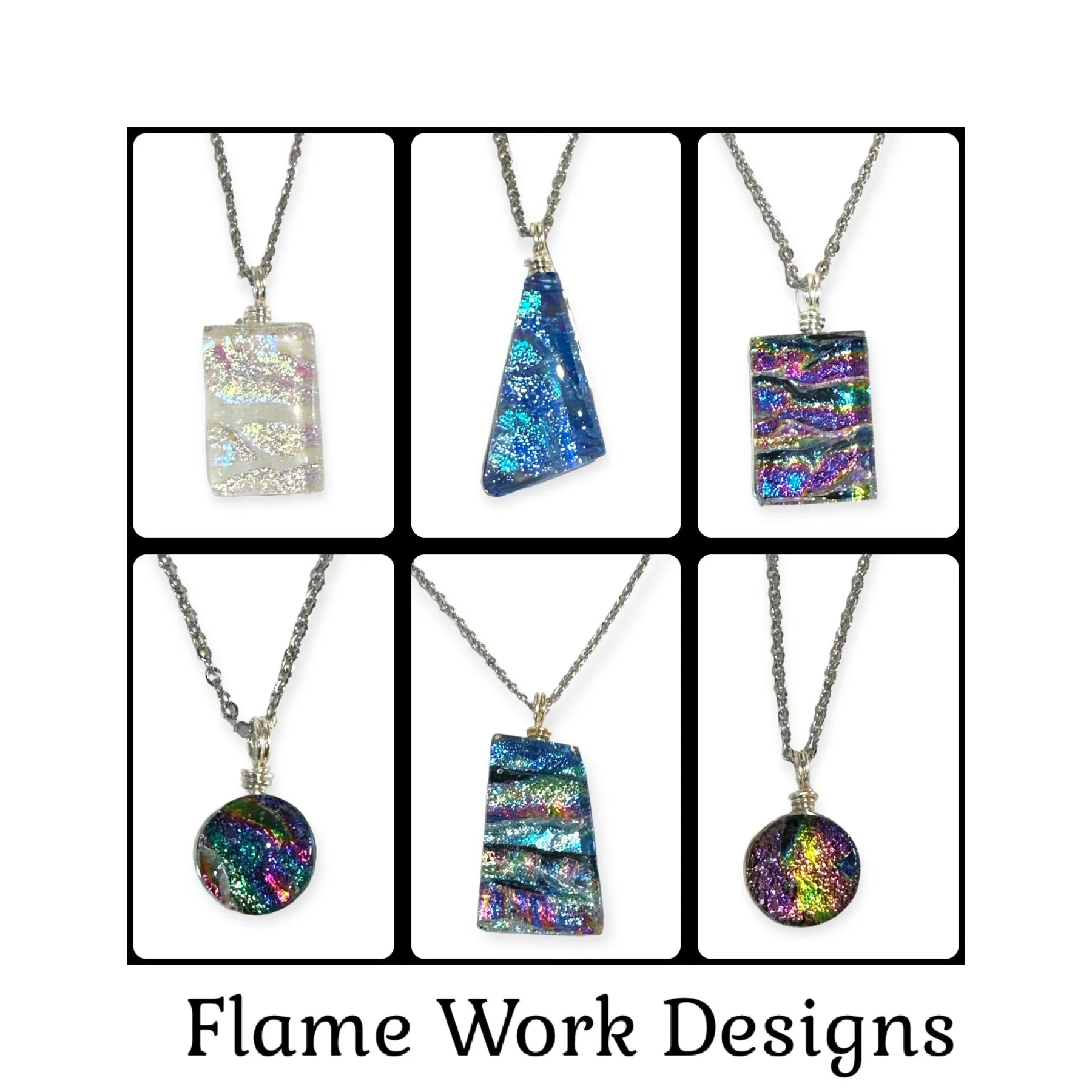 Dichroic Glass Pendants by Flame Work Designs