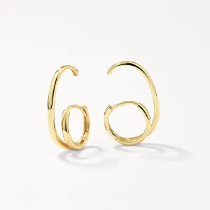 Double Lobe Cuff Huggie Earring in 10k Gold