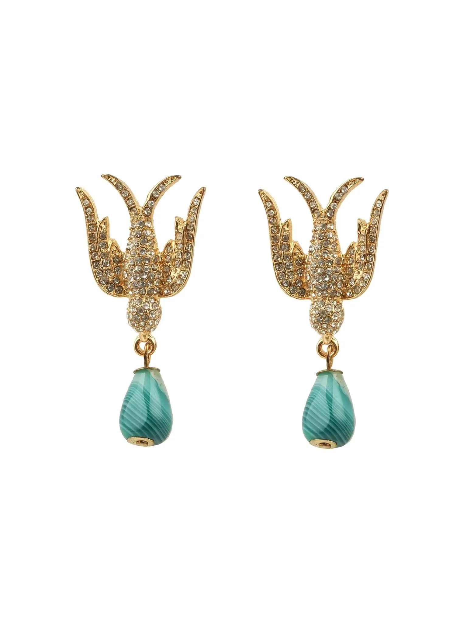 Dove Earrings with Blue Crystal Drop