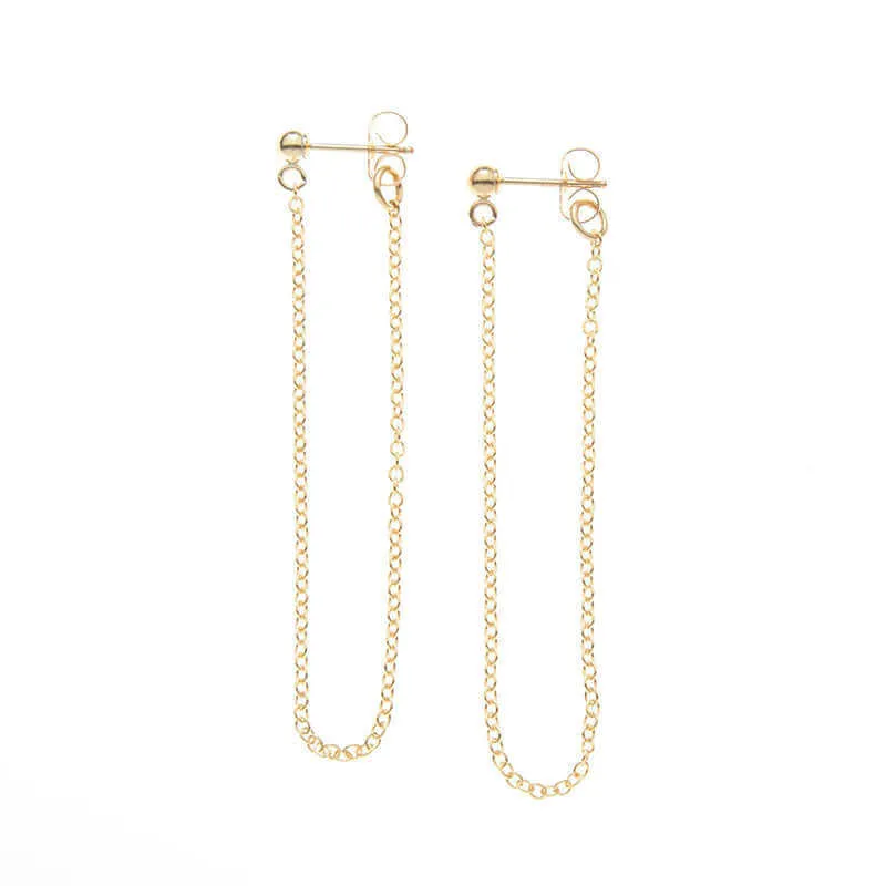 ELAINE LONG CHAIN HOOP EARRINGS