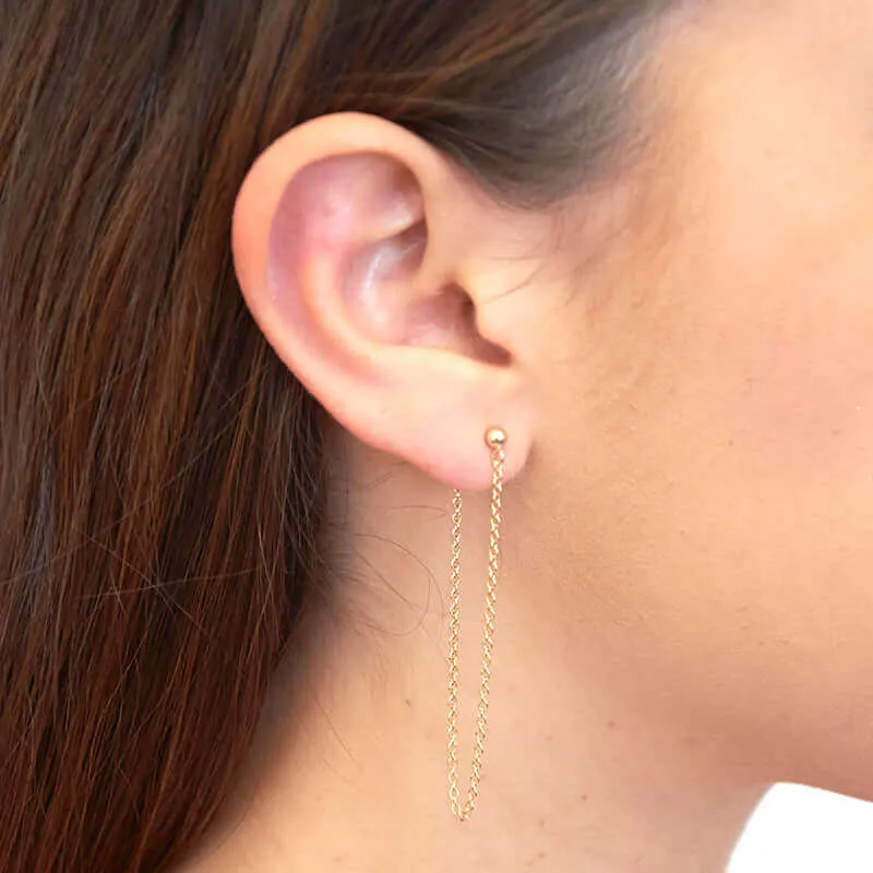 ELAINE LONG CHAIN HOOP EARRINGS
