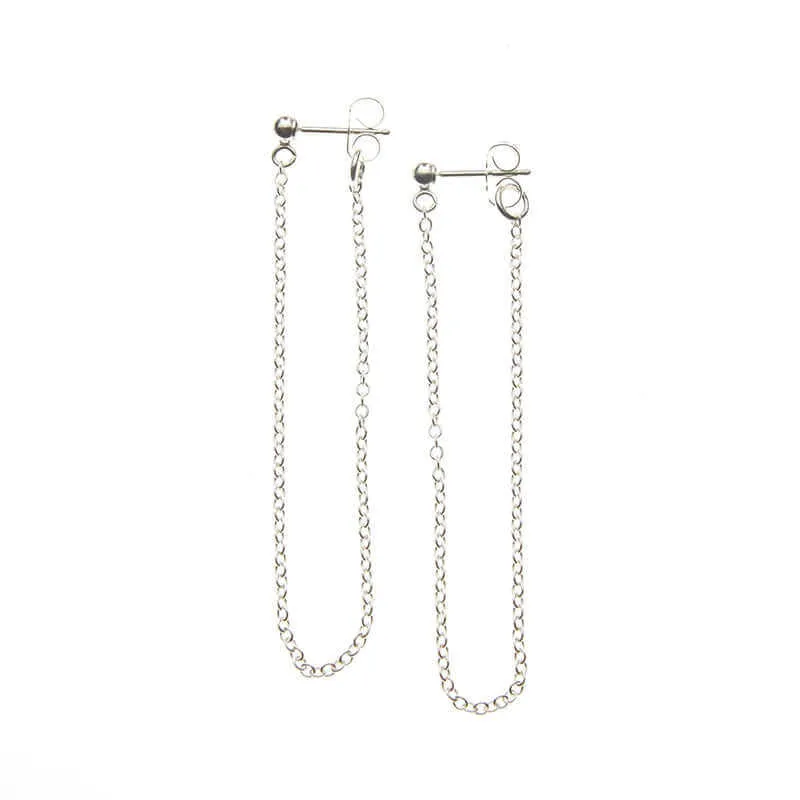 ELAINE LONG CHAIN HOOP EARRINGS