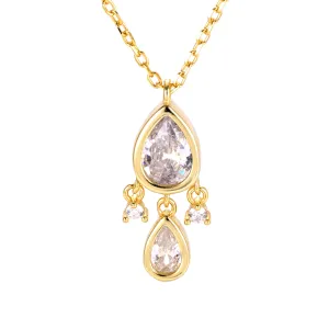 Elegant Dainty Dangling Pendant Necklace with Sparkling Pear CZ – Perfect Gift for Any Occasion