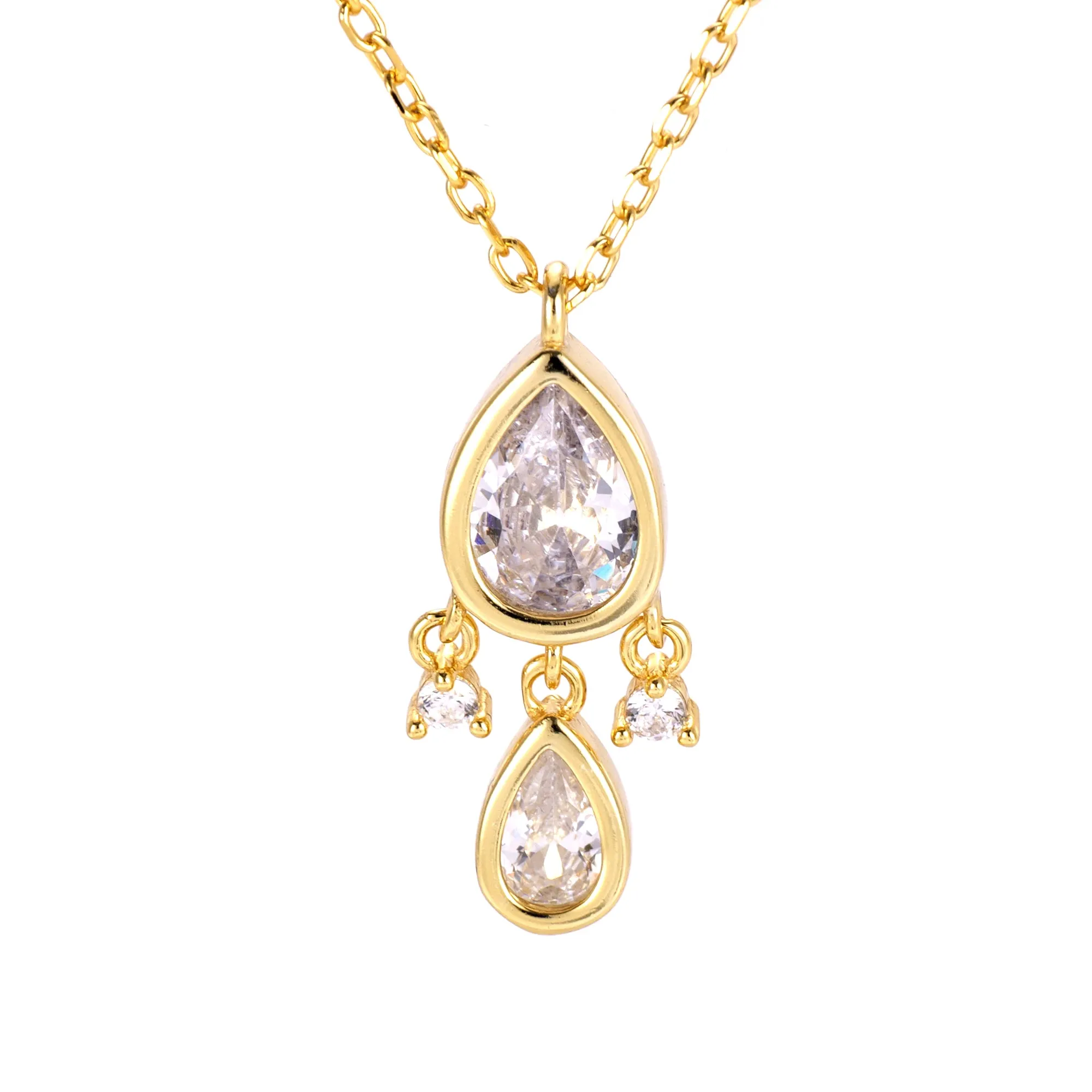 Elegant Dainty Dangling Pendant Necklace with Sparkling Pear CZ – Perfect Gift for Any Occasion