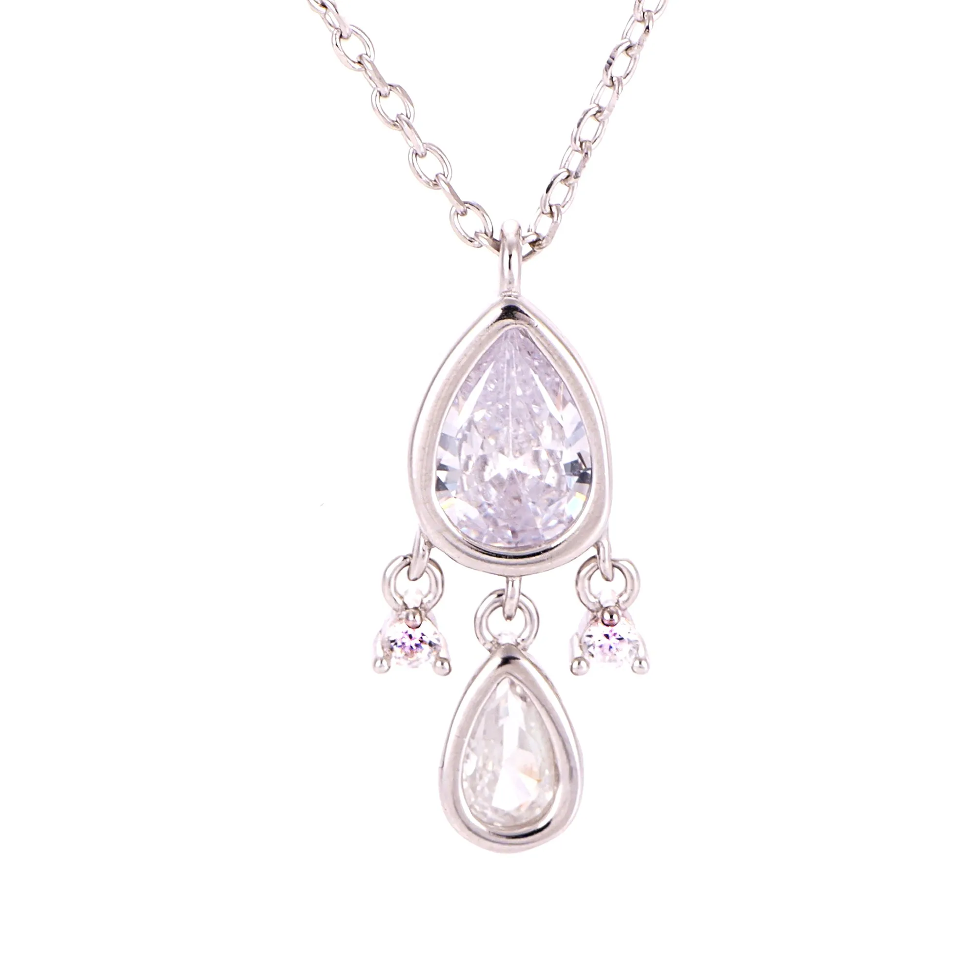 Elegant Dainty Dangling Pendant Necklace with Sparkling Pear CZ – Perfect Gift for Any Occasion