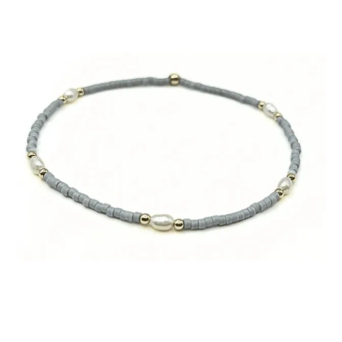 Erin Gray Game Day Gold-Filled & Natural Rice Pearls Waterproof Bracelets