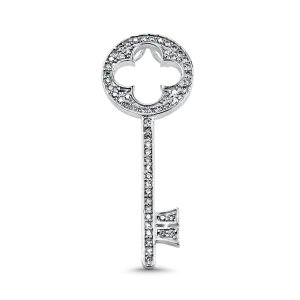 Estate 14K White Gold Diamond Key Pendant