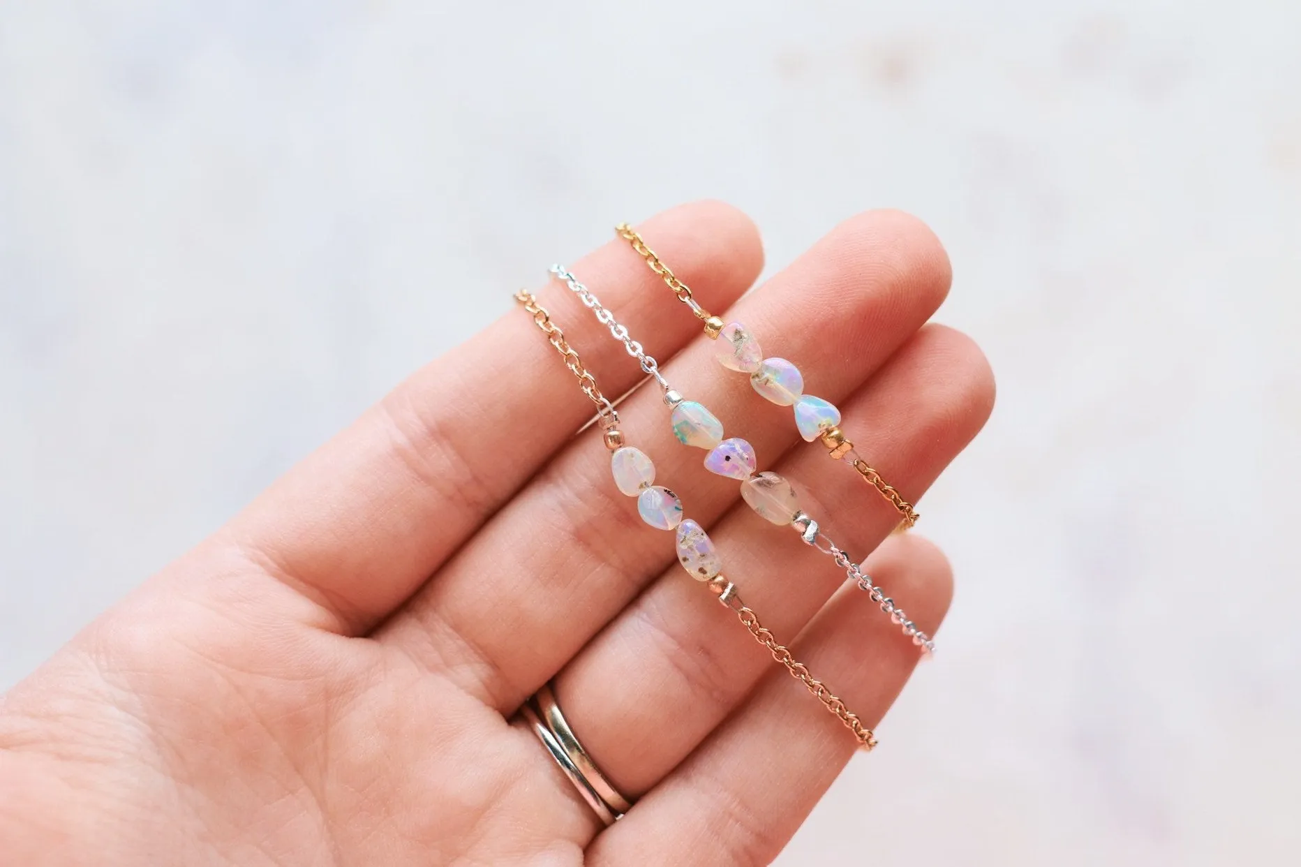 Ethiopian Opal Nugget Choker Necklaces