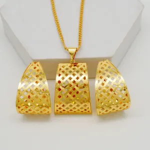 Fashion Dubai Ladies Unique Earrings & Necklaces Jewelry Set