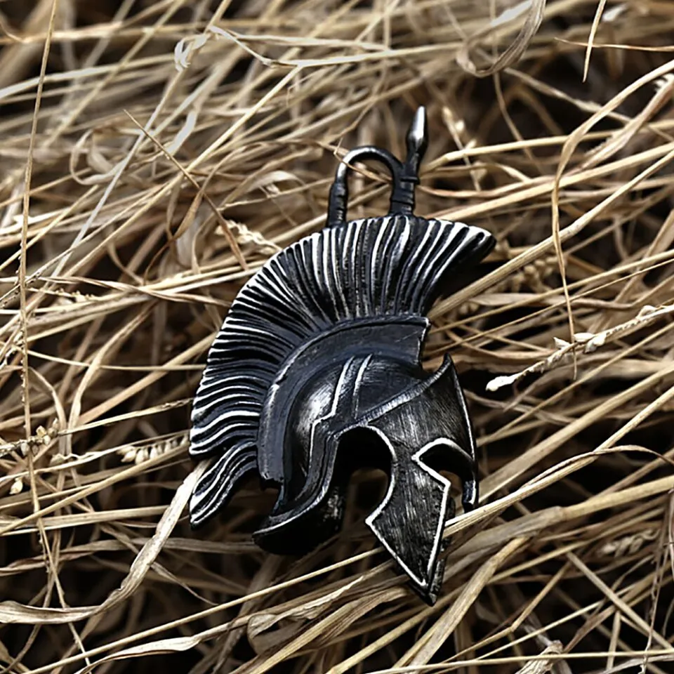 Fashion Vintage Black Spartan Warrior Pendant Necklace For Men