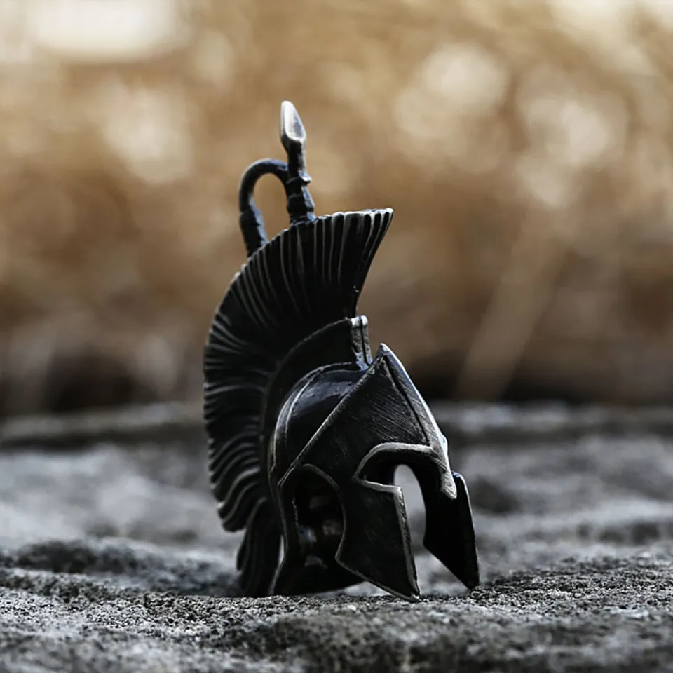 Fashion Vintage Black Spartan Warrior Pendant Necklace For Men