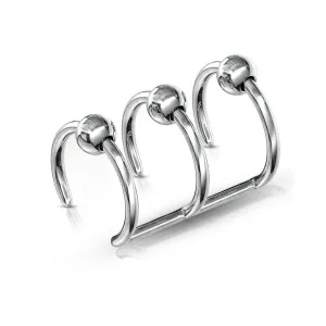 Faux Captive Bead Triple Hoop Non-Piercing Cuff