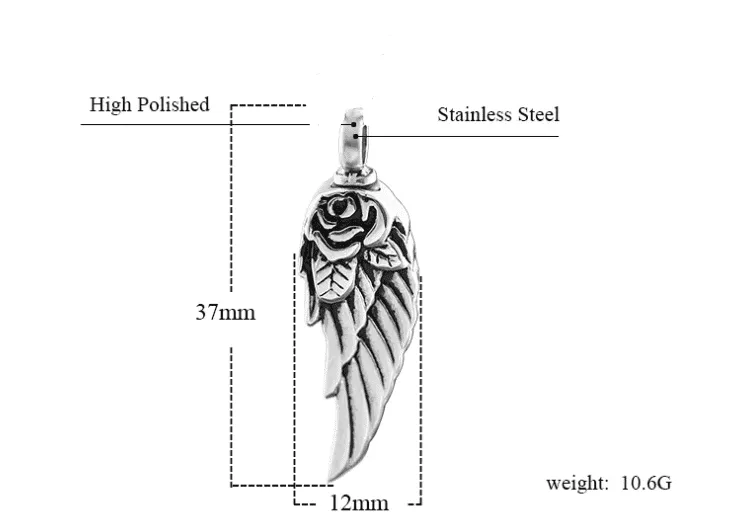 Feather and Rose - Gothic Perfume Bottle Necklace by The Nevermore