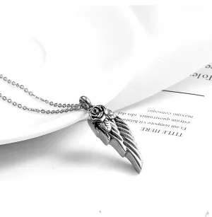 Feather and Rose - Gothic Perfume Bottle Necklace by The Nevermore