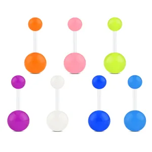 Flexible Belly Buttom Ring 14G Double Glitter Ball Glow in Dark 10MM Muti-Color Available