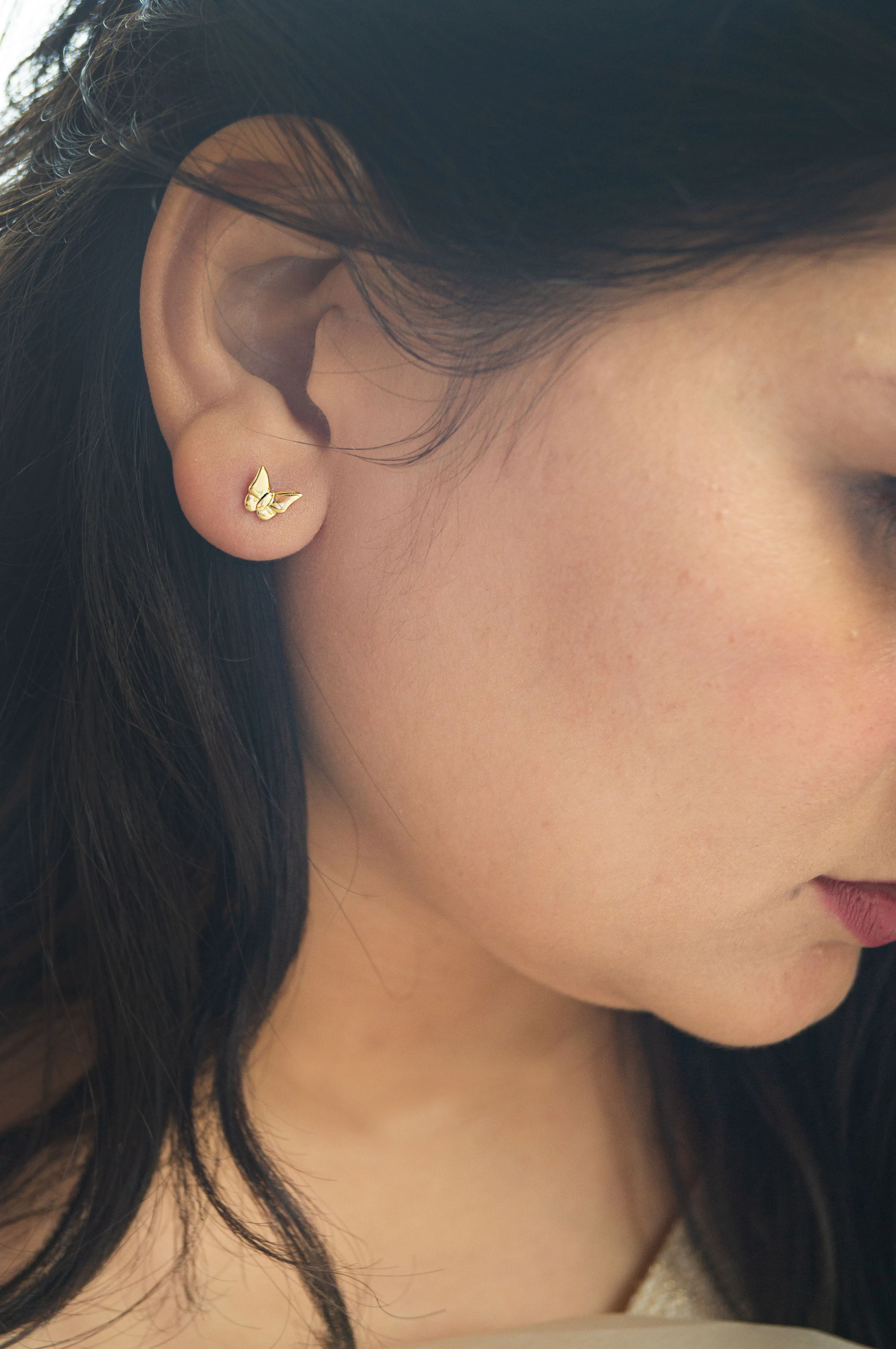 Fluttering Butterflies Rose Gold Plated Sterling Silver Stud Earrings
