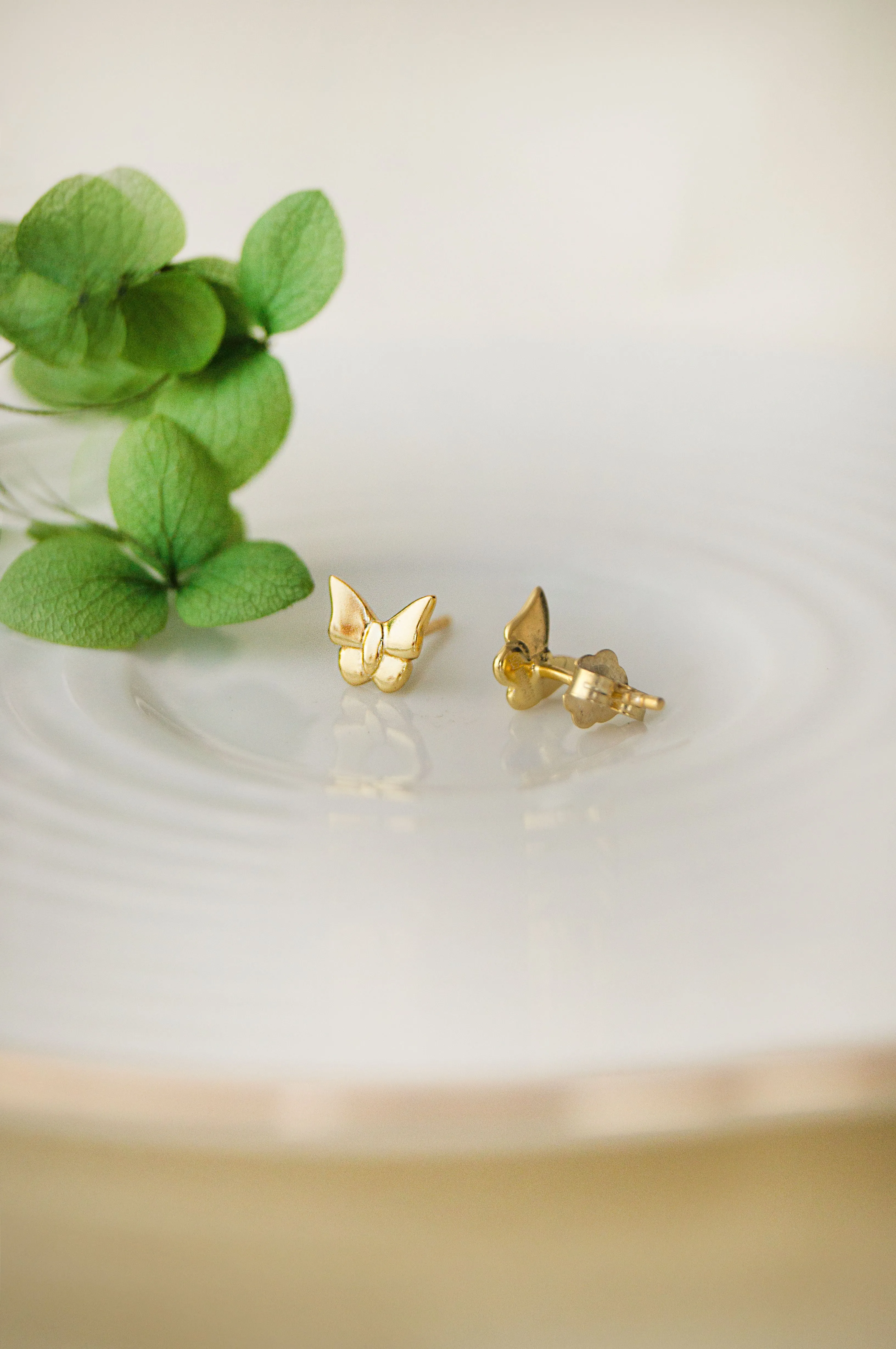 Fluttering Butterflies Rose Gold Plated Sterling Silver Stud Earrings