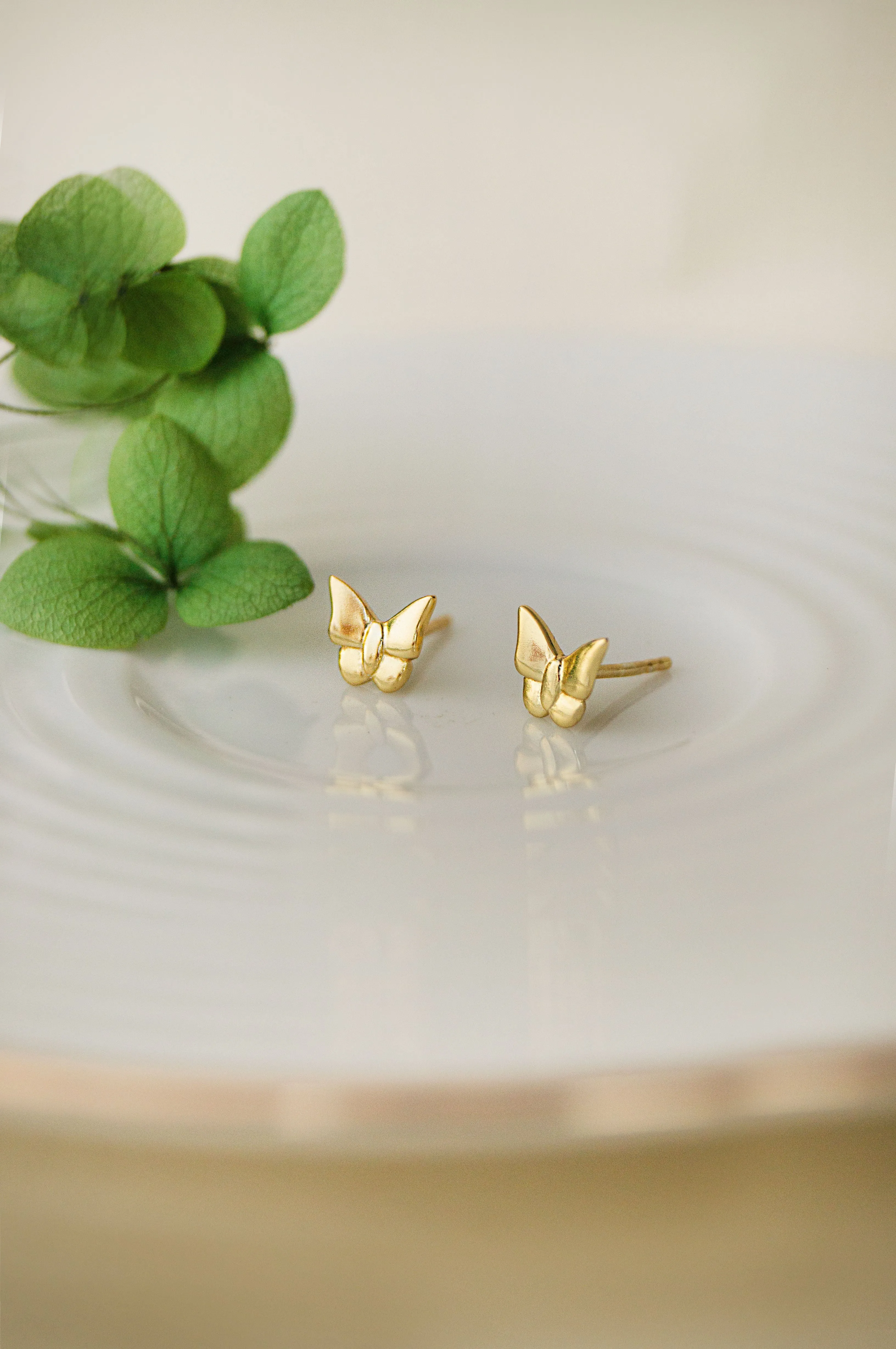 Fluttering Butterflies Rose Gold Plated Sterling Silver Stud Earrings