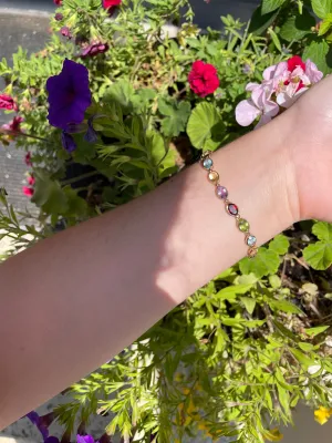 Genuine 14k Multi Semi Precious Stone Bracelet