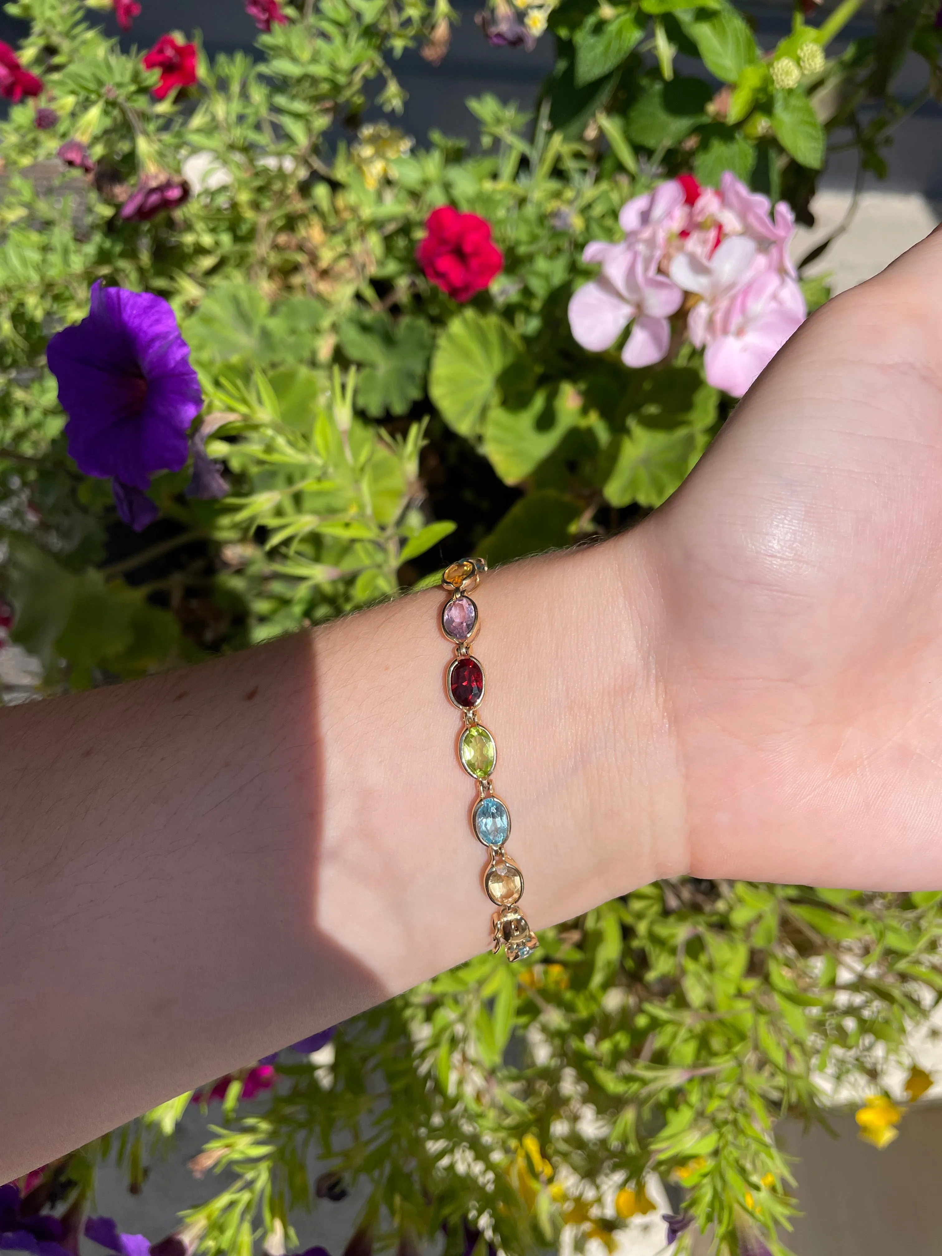 Genuine 14k Multi Semi Precious Stone Bracelet