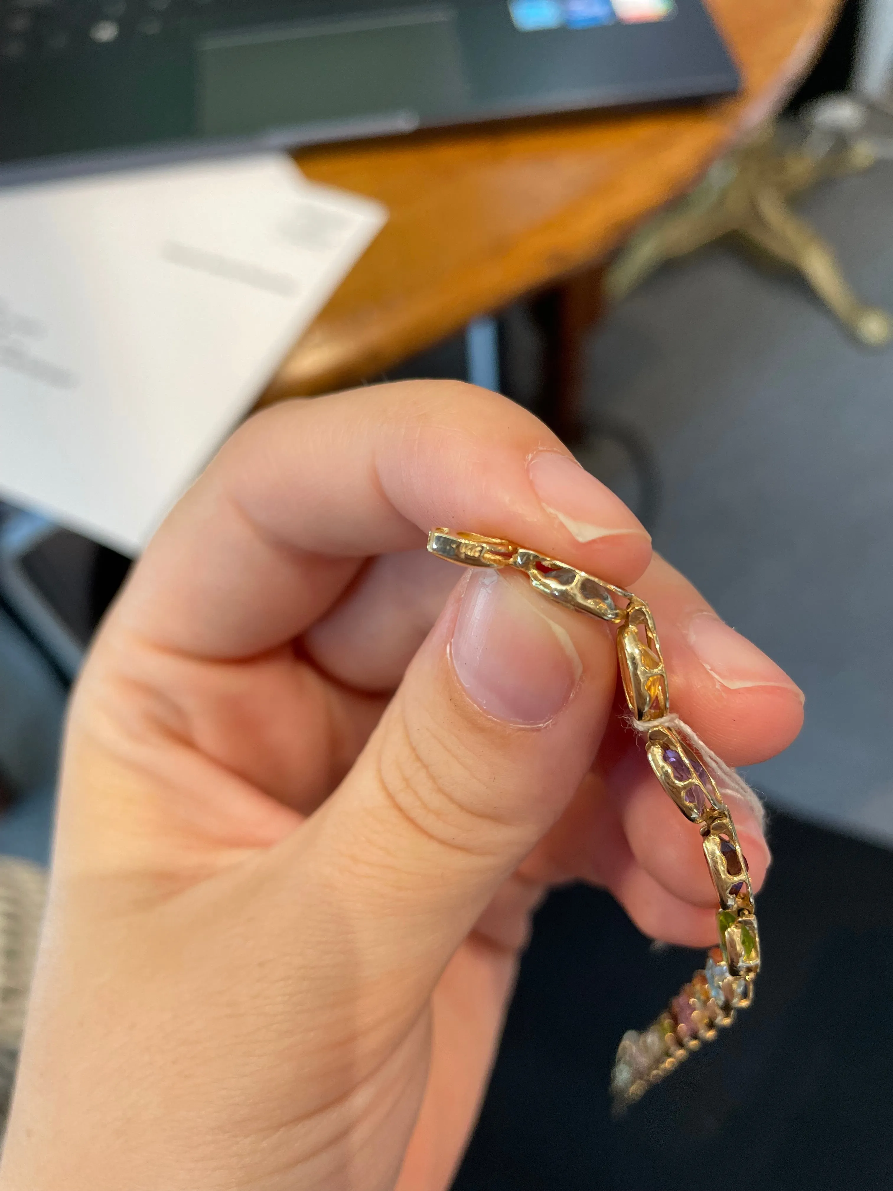 Genuine 14k Multi Semi Precious Stone Bracelet