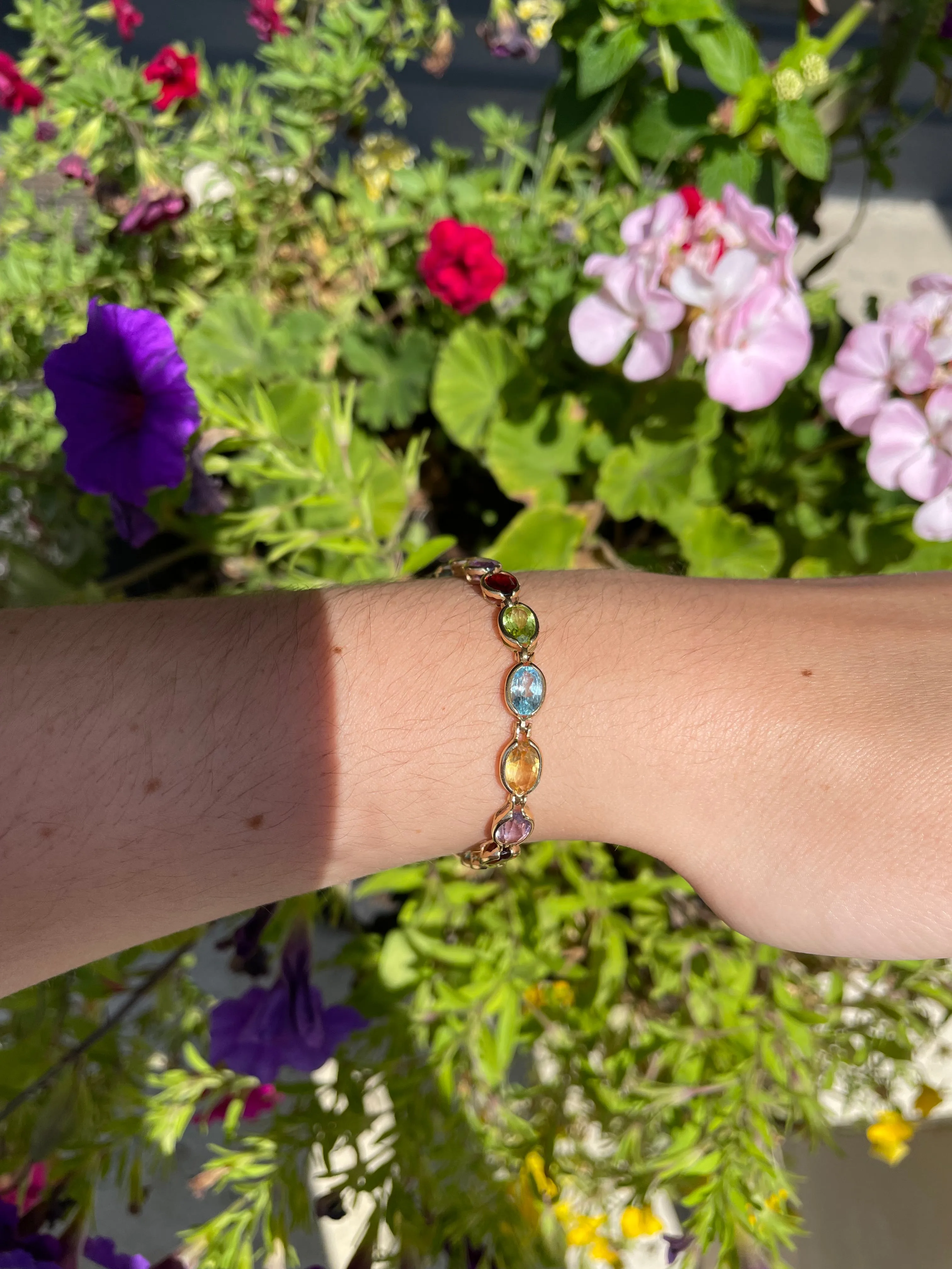 Genuine 14k Multi Semi Precious Stone Bracelet