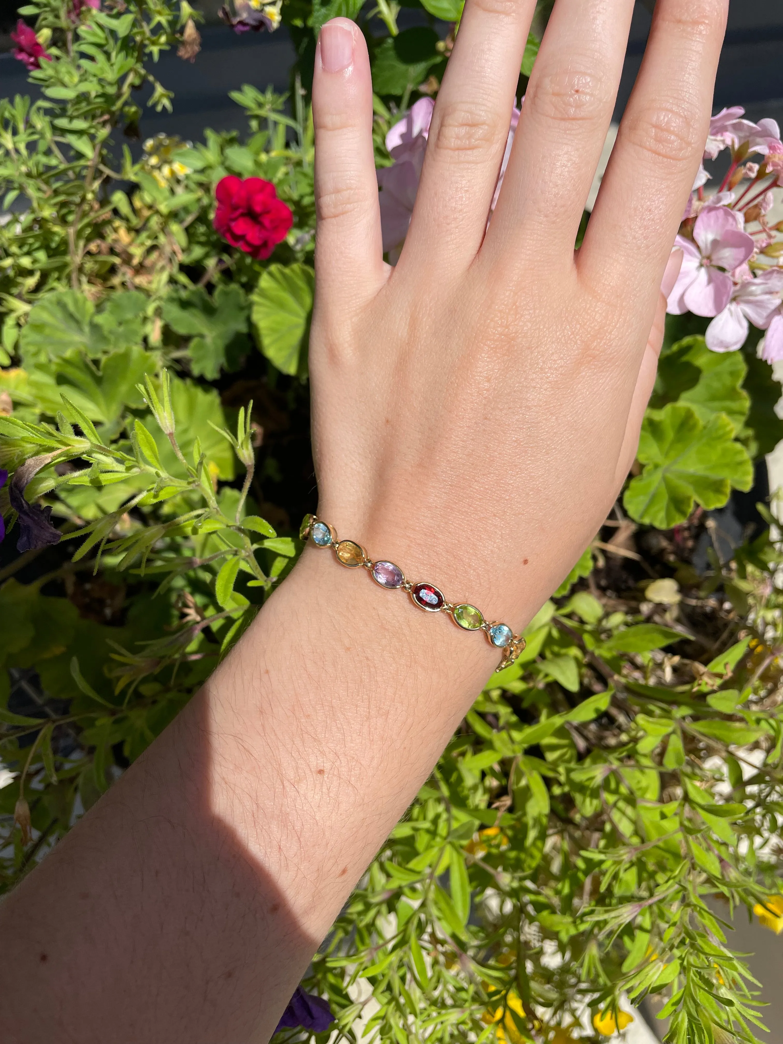 Genuine 14k Multi Semi Precious Stone Bracelet