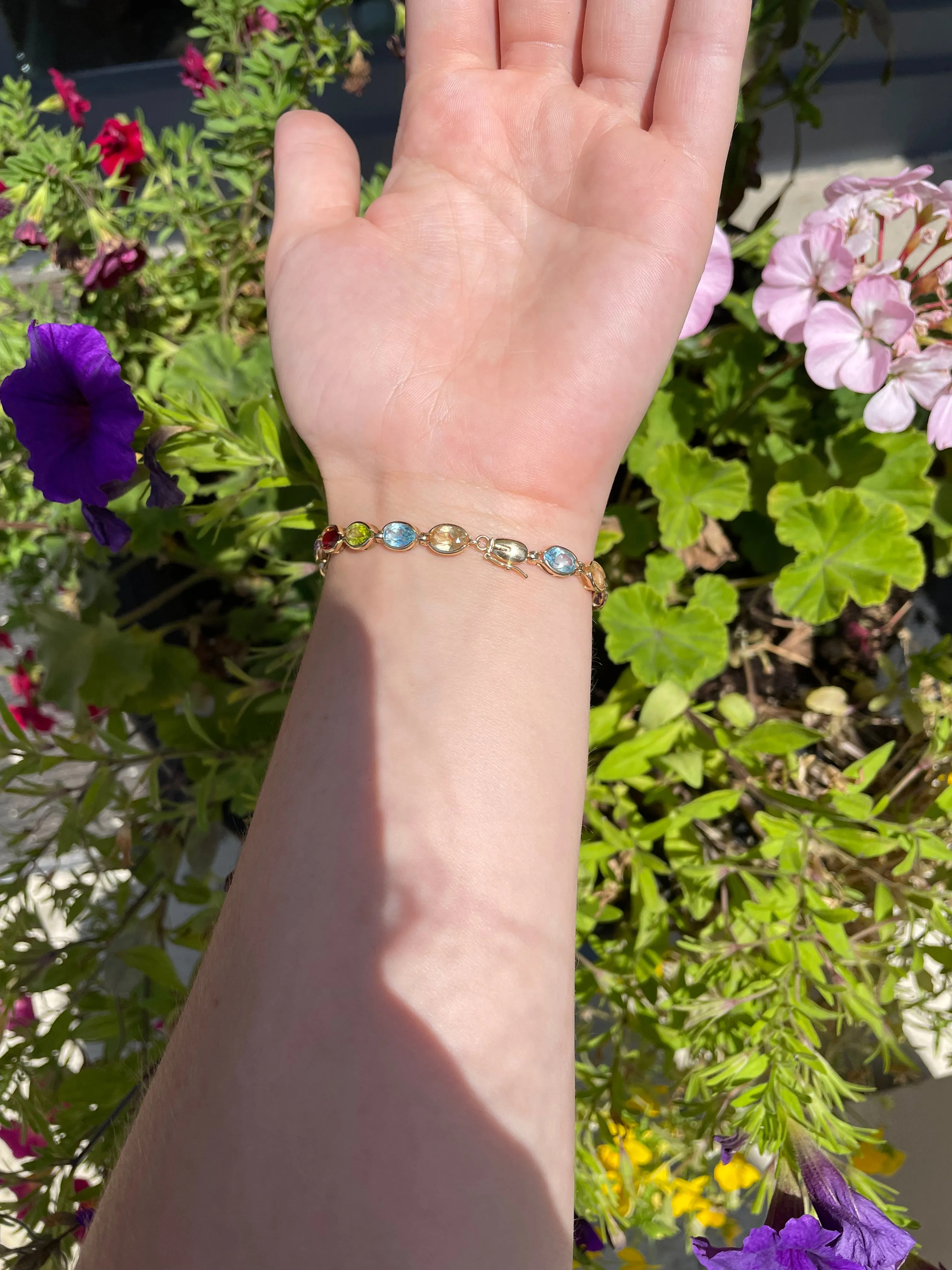 Genuine 14k Multi Semi Precious Stone Bracelet