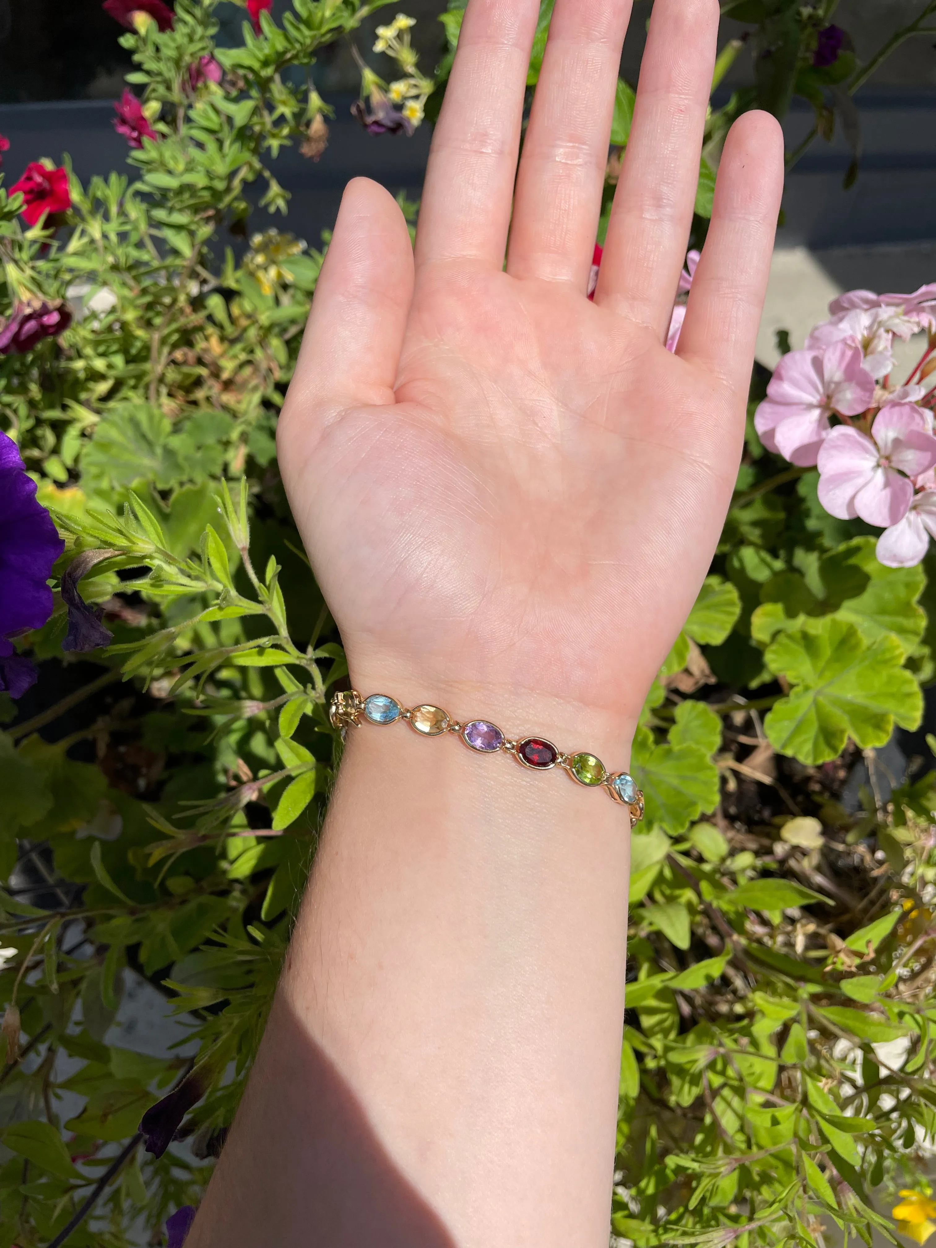 Genuine 14k Multi Semi Precious Stone Bracelet