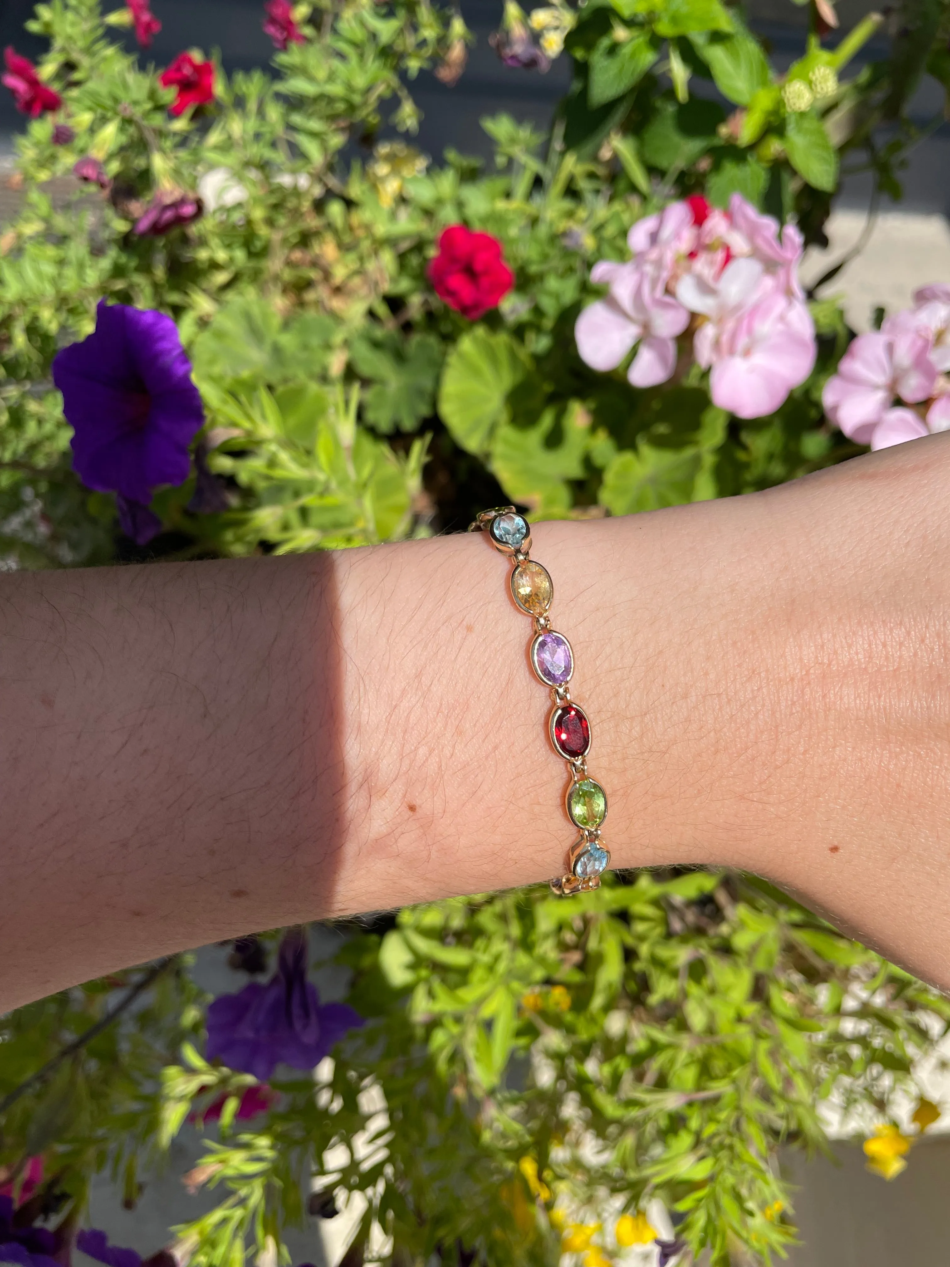 Genuine 14k Multi Semi Precious Stone Bracelet