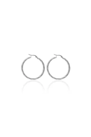 Get Twisted Hoop Earrings - Silver
