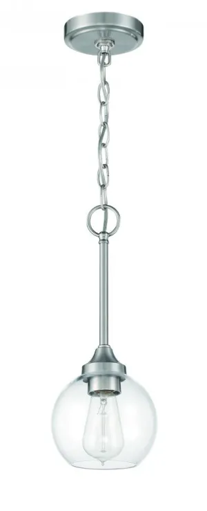 Glenda 1 Light Mini Pendant in Brushed Polished Nickel