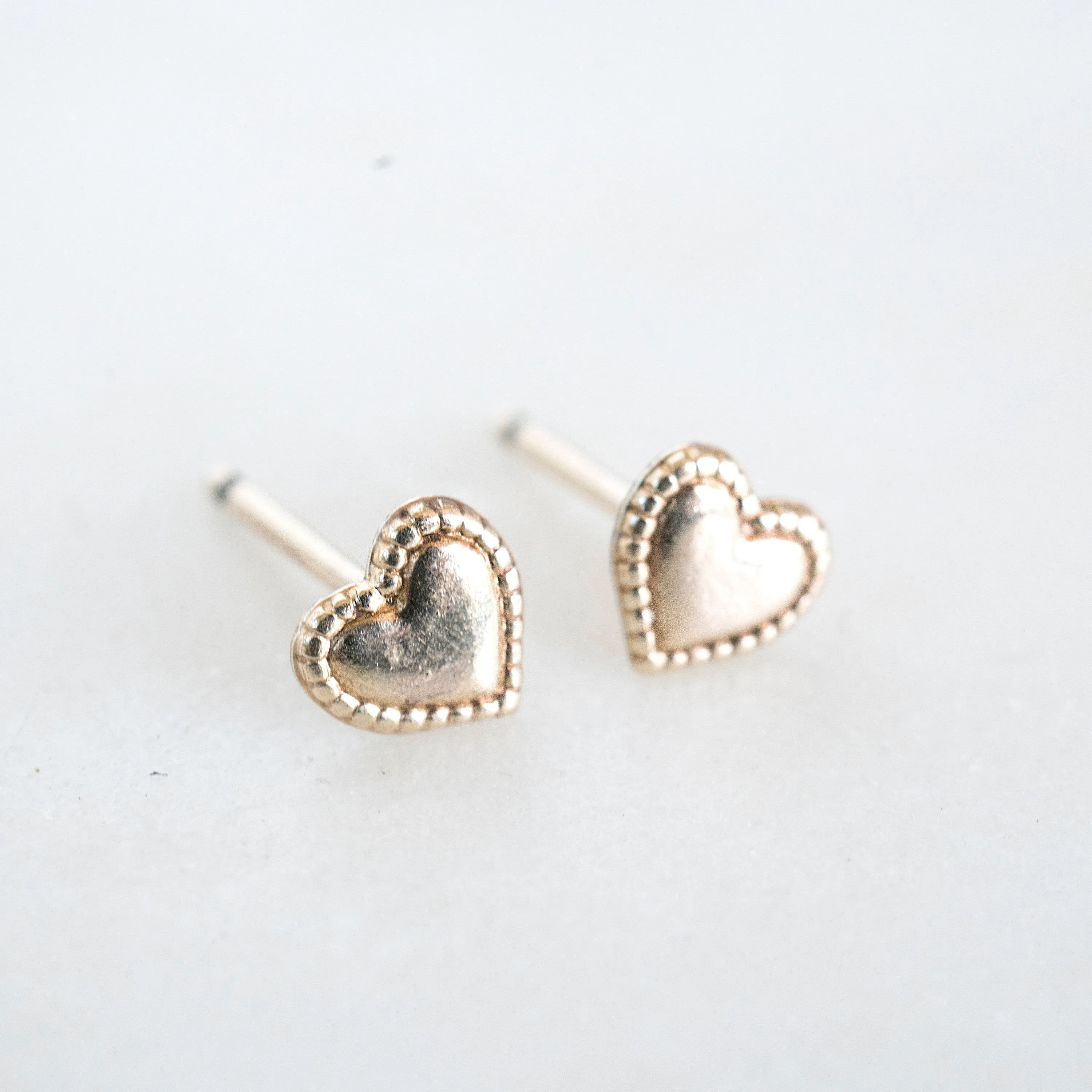 Gold Filled Vintage Heart Studs