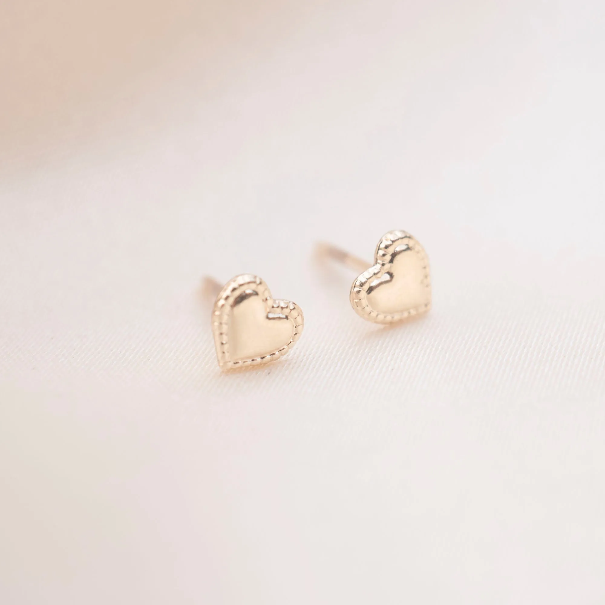 Gold Filled Vintage Heart Studs