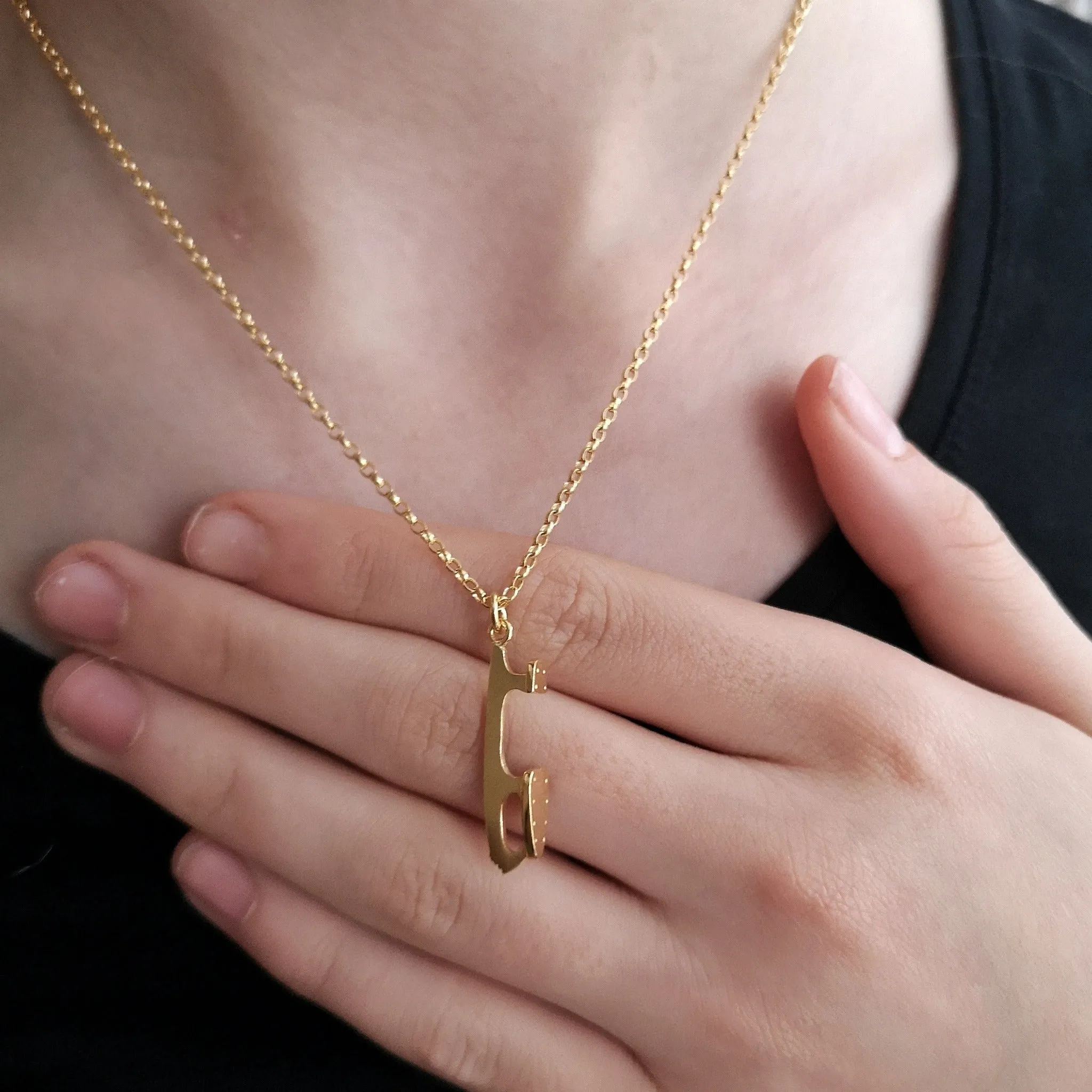 Gold Ice Skating Necklaces