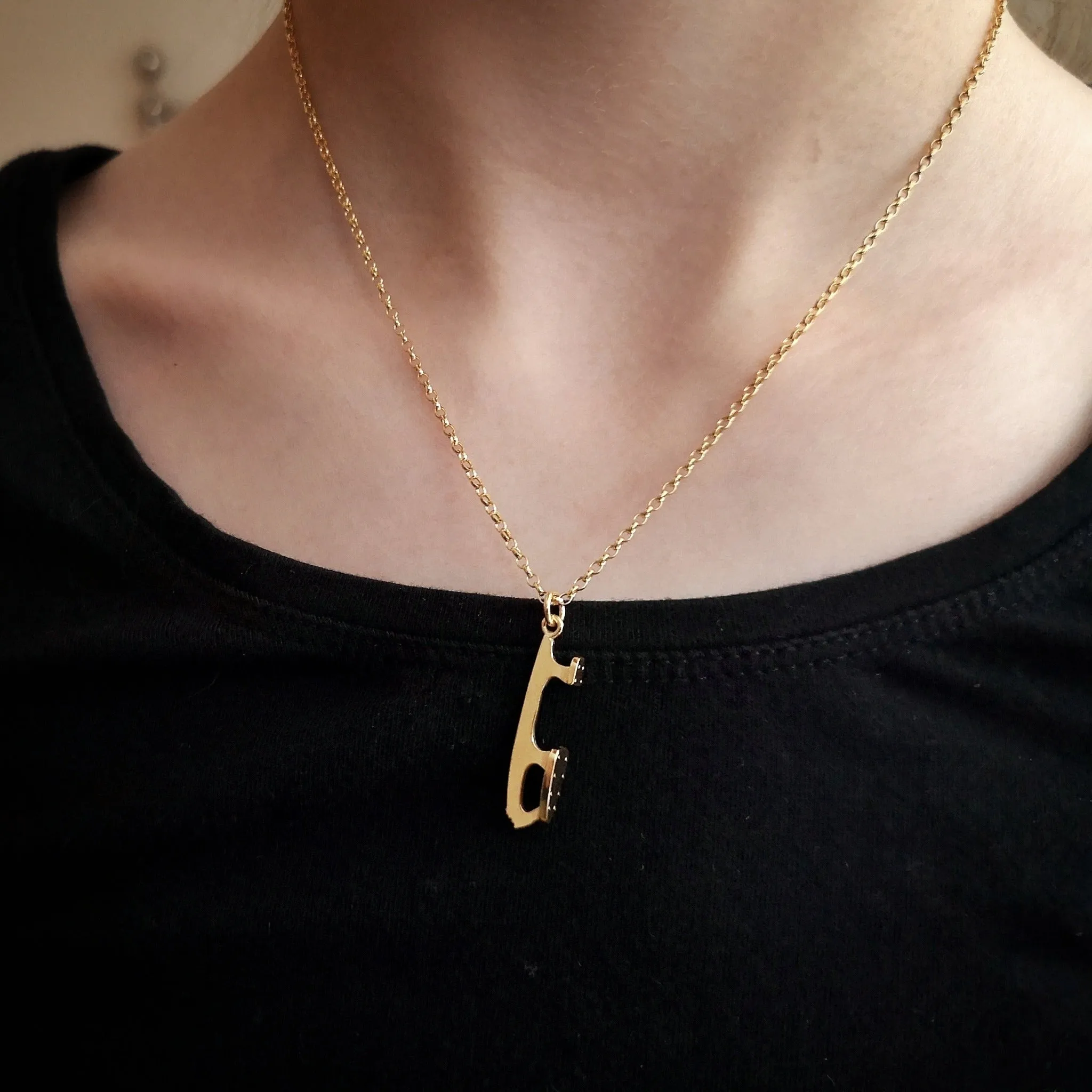 Gold Ice Skating Necklaces