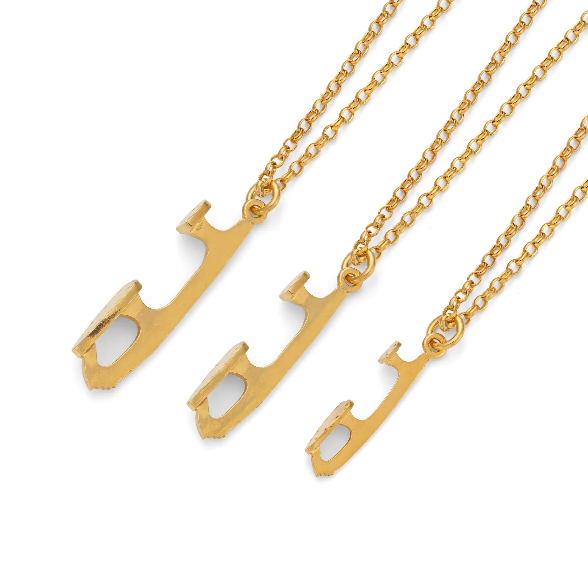 Gold Ice Skating Necklaces