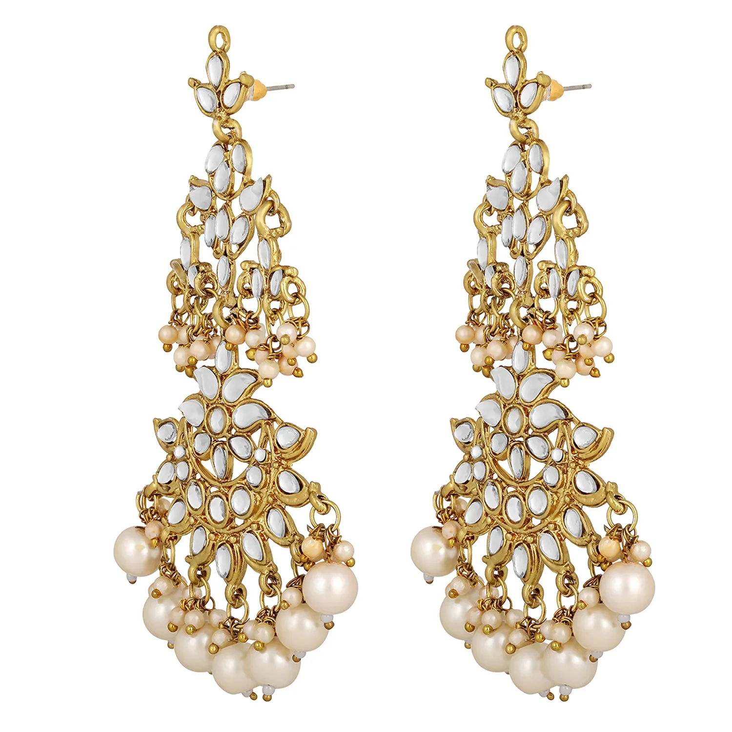 Gold Plated Ethnic Dangle Big Earrings