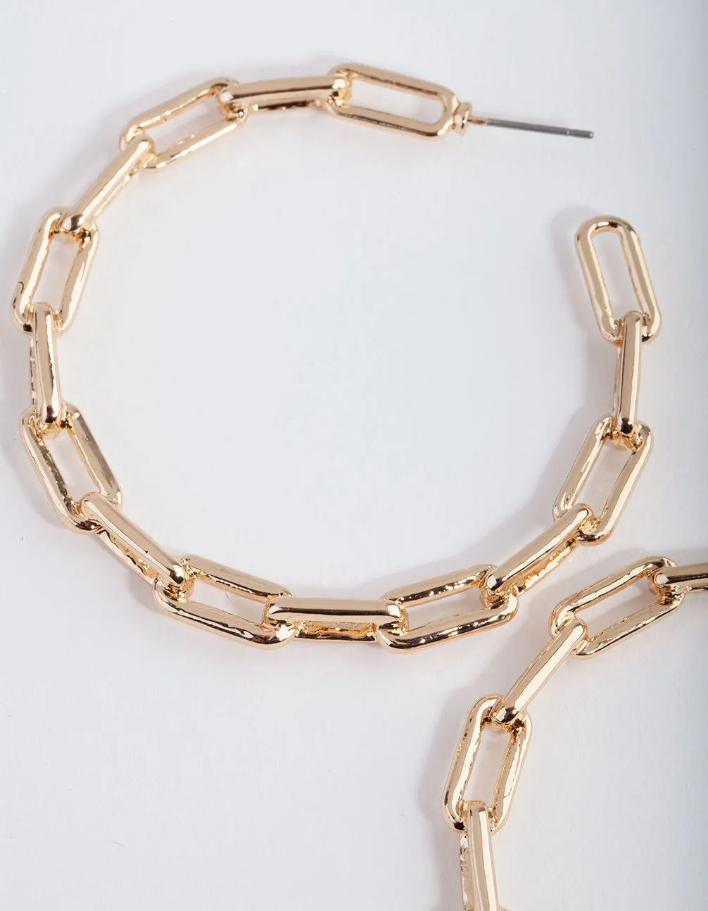 Gold Rectangle Wire Hoop Earrings