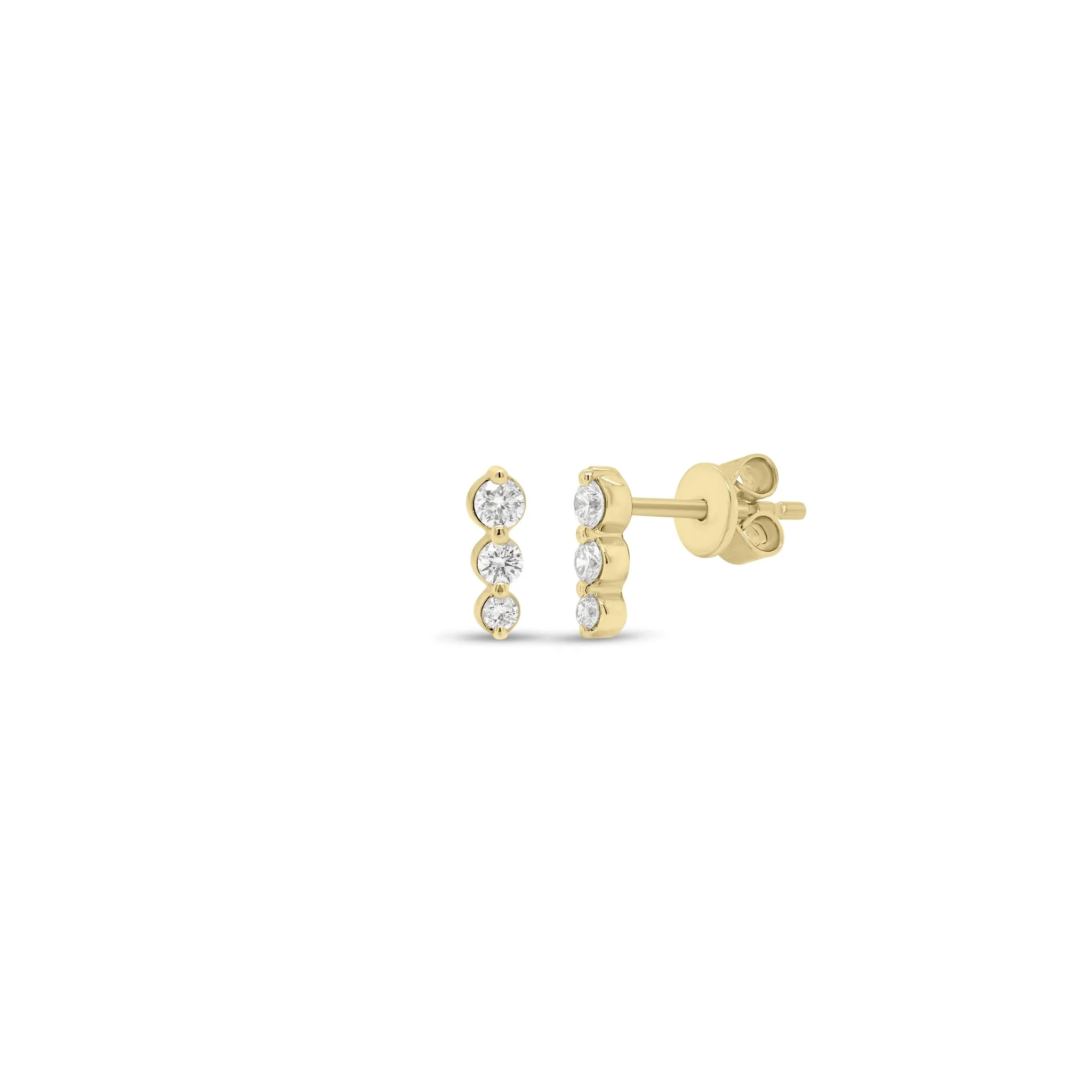 Graduated Diamond Bar Stud Earrings