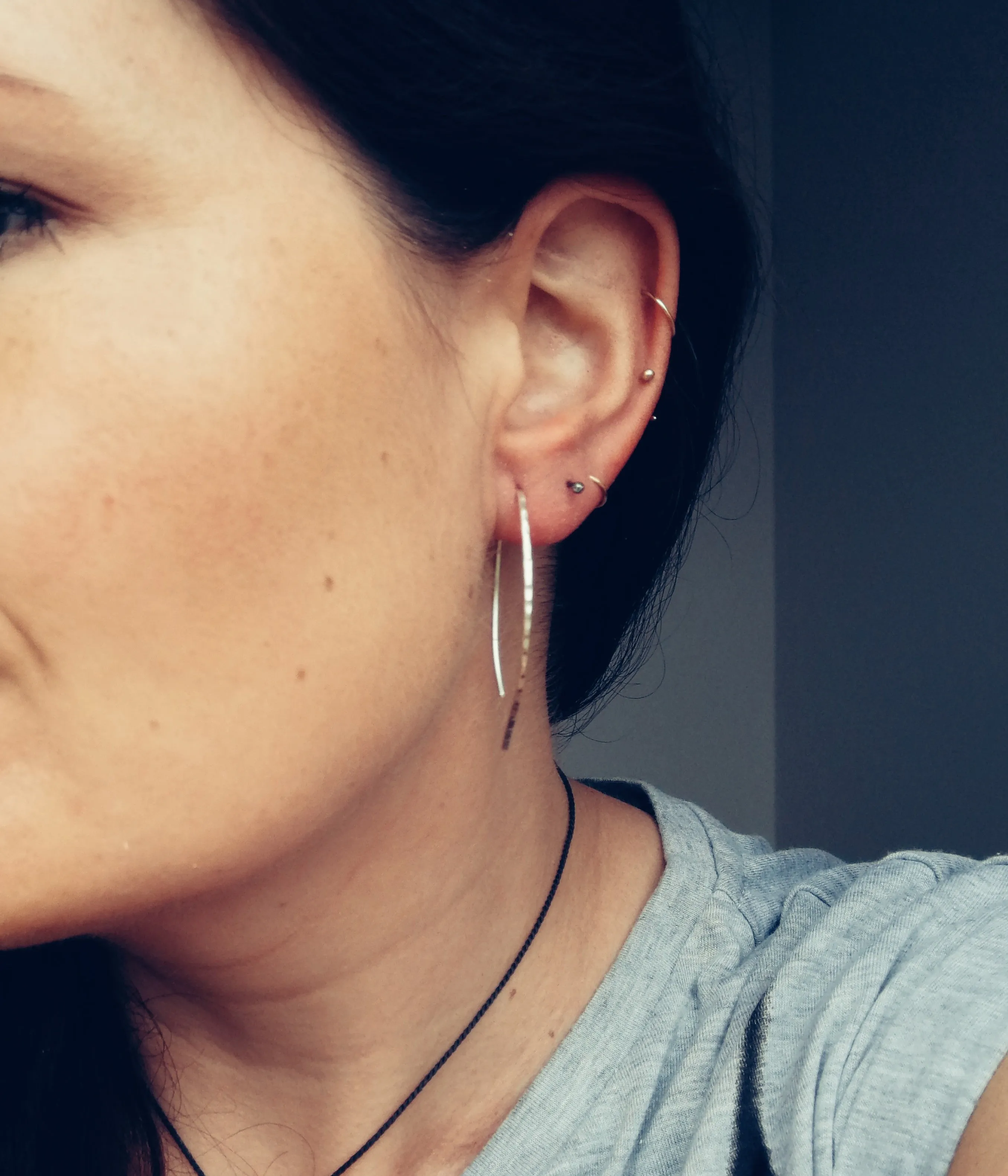 Hammered Half Hoops