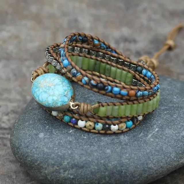 Handmade Boho Colorful Natural Stone Bracelet