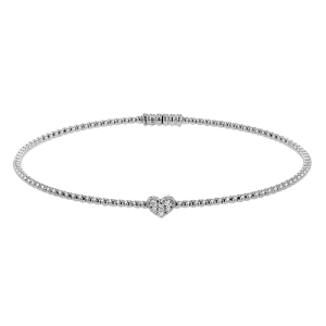Heart Bangle in 18k Gold with Diamonds LB2522-Y WHITE 18K X 2T WHITE