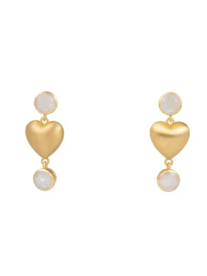 Heart Earring in Rainbow Moonstone